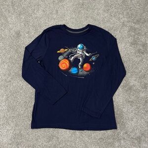 Astronaut Drummer Graphic Long-sleeved T-shirt L 10/12